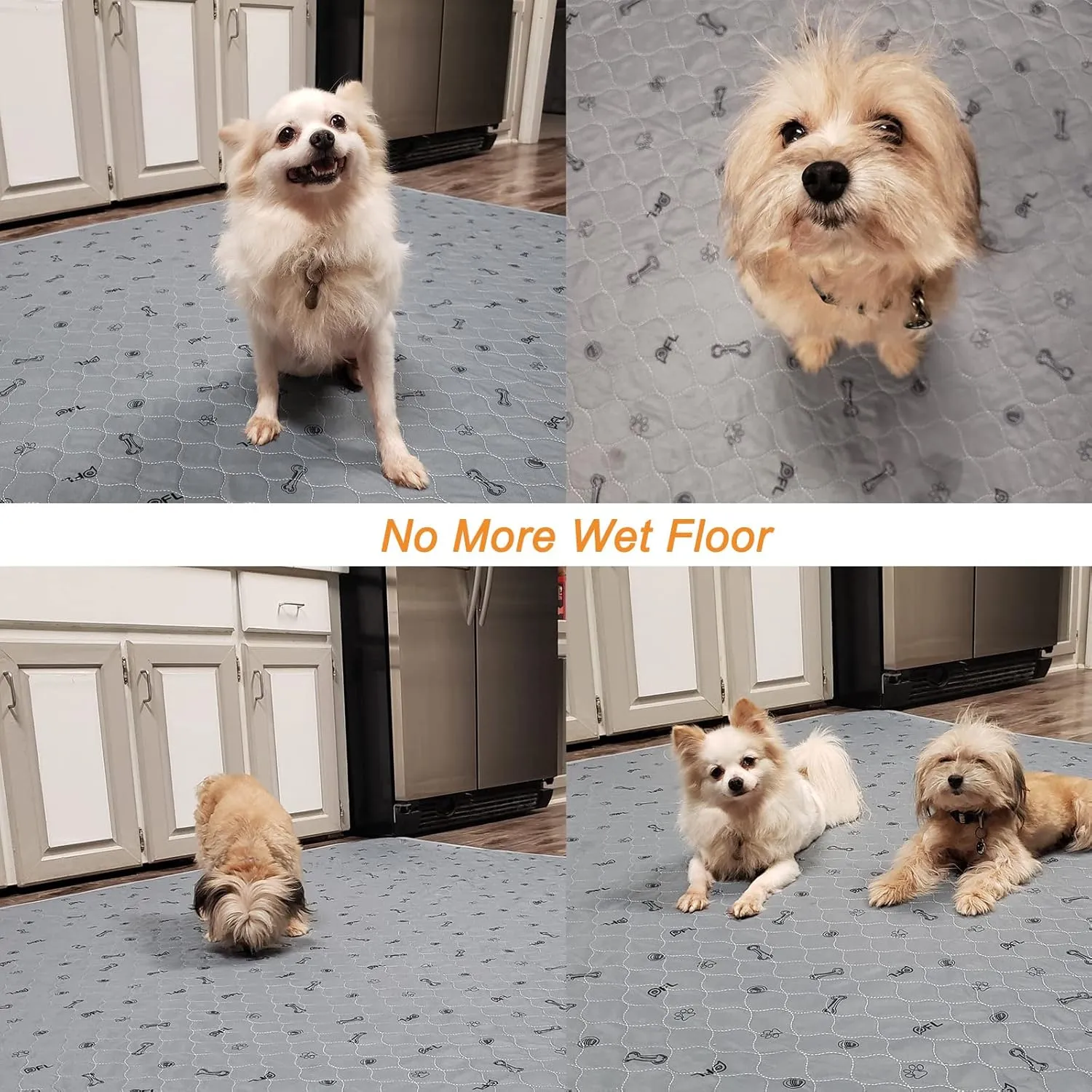 Washable Pee Pads for Dogs, 2Pack Puppy Pads Washable,Absorbent Reusable Whelping Pads Non-Slip Dog Mats with Bone Print for Floor Protector, Couch Cover, Crate, Potty Training 36x41
