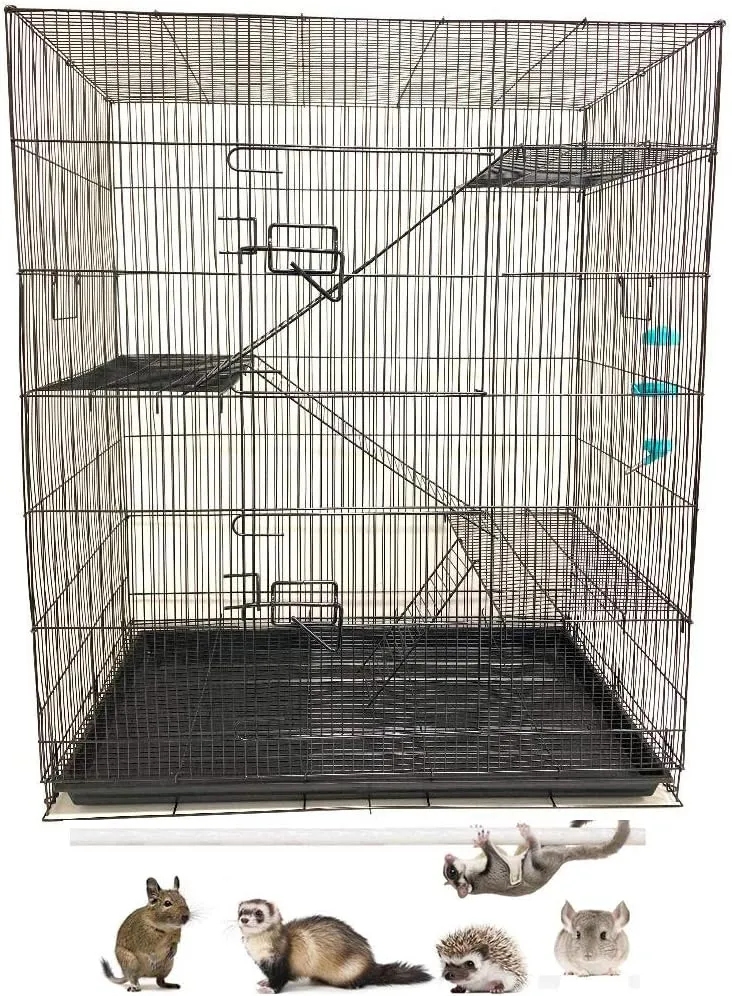 X-Large 4-Levels Ferret Chinchilla Hamster Suger Glider Gerbil Rats Mouse Mice Guinea Pig Rodent Degu Dagus Squirrel Small Animal Critter Cage with Tight 3/8-Inch Bar Spacing