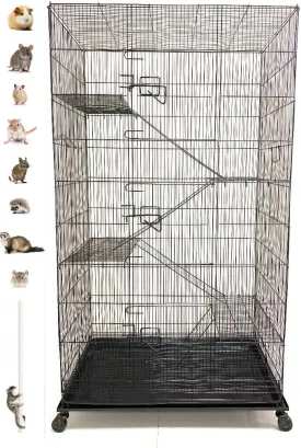 X-Large 5-Levels Chewproof Tight 3/8-inch Bar Spacing Guinea Pig Hamster Rodent Degu Dagus Ferret Chinchilla Sugar Glider Squirrel Rat Mice Rabbit Cat Critter Metal Cage with Removable Rolling Stand
