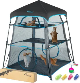 X-Large Triple Catio Outdoor Cat Enclosure,Pop Up Cat Tent Outdoor Weatherproof & Sunproof with Waterproof Floor, Foladable and Portable for Patio, Deck,Camping, Indoors & Outdoors(Patented)