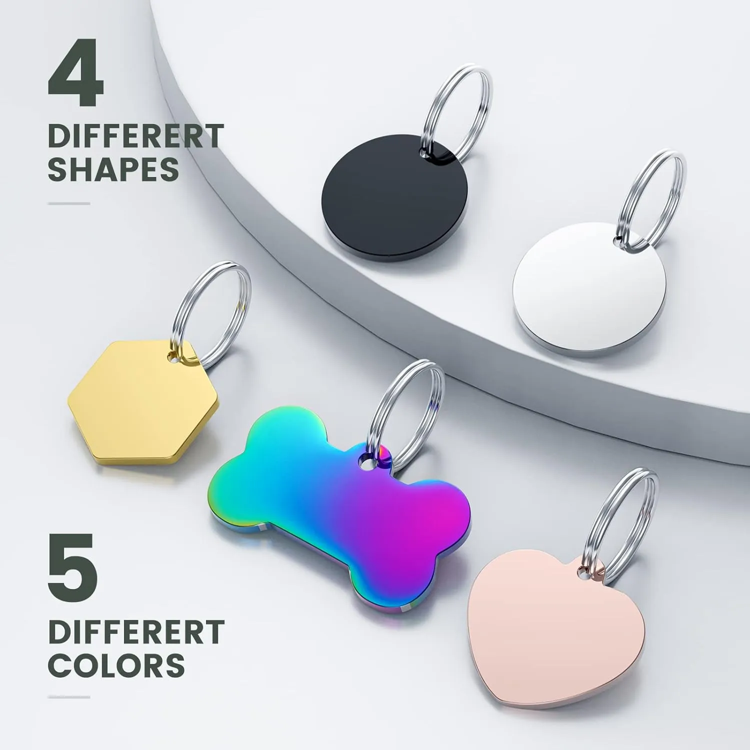 YEHANTI Pet ID Tag Engraved Dog Tags and Cat Tags, Durable Stainless Steel Personalized Dog Tags with 8 Lines of Customizable Text Available, Custom Identification Tag, Laser Deep Engraving (Round)