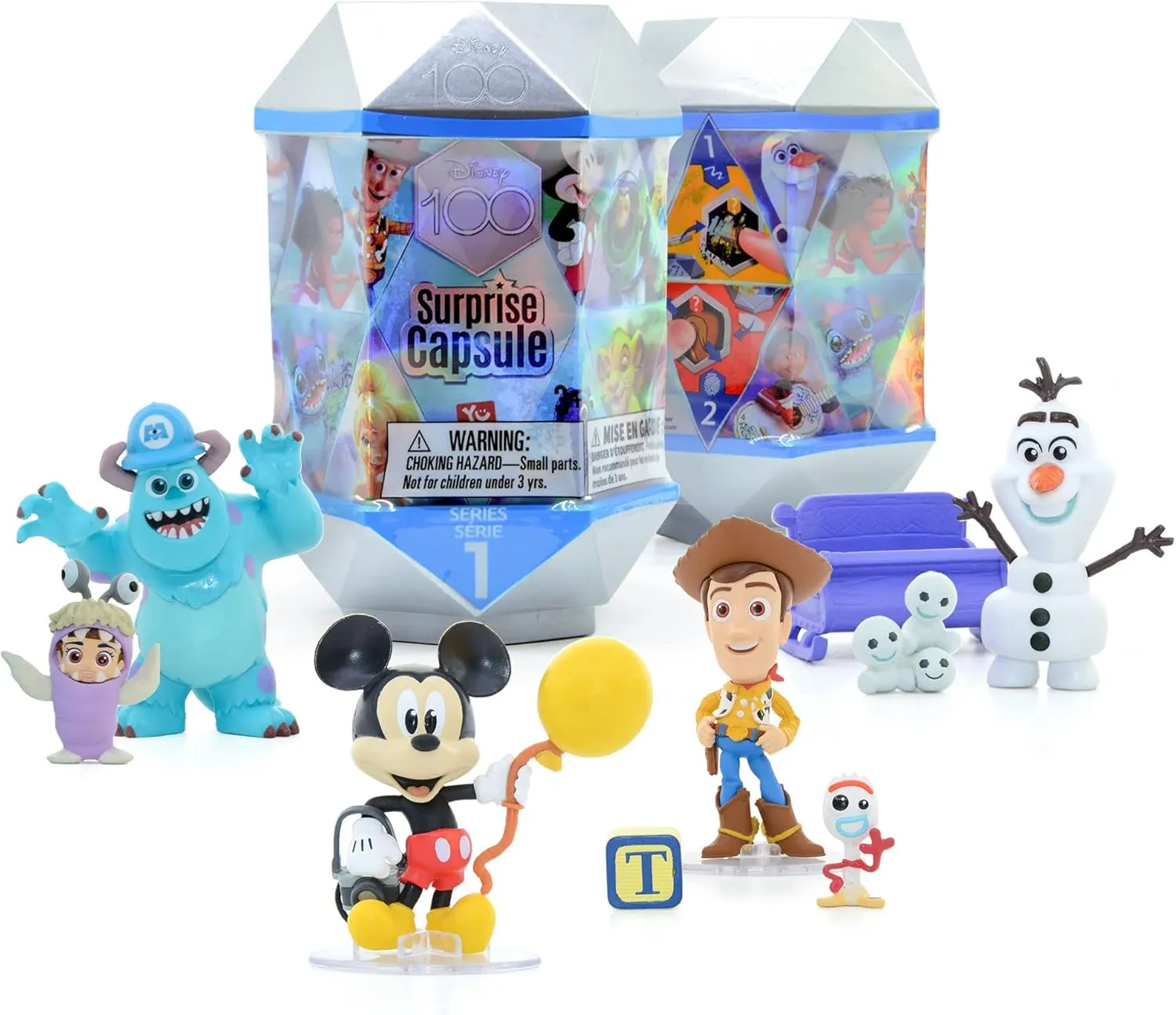YuMe Disney 100 Series Mystery Capsule Blind Box with Surprise Characters Figurines Toys 2 Pack